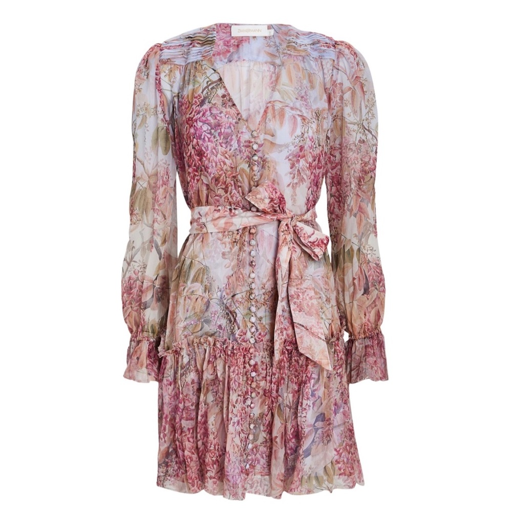 ZIMMERMANN BOTANICA FLORAL SILK MINI DRESS, Size 1